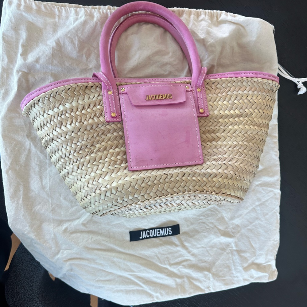 Jacquemus Pink and Tan Straw Raffia Bag - Picture 2 of 10